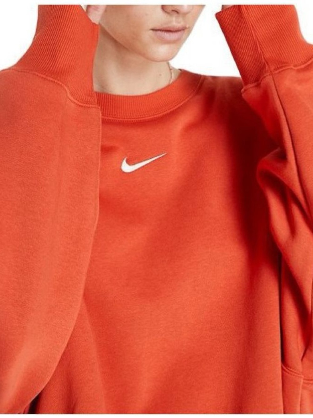 Nike Orange Pullover Sweatshirt with White Swoosh - Picture 2 of 7